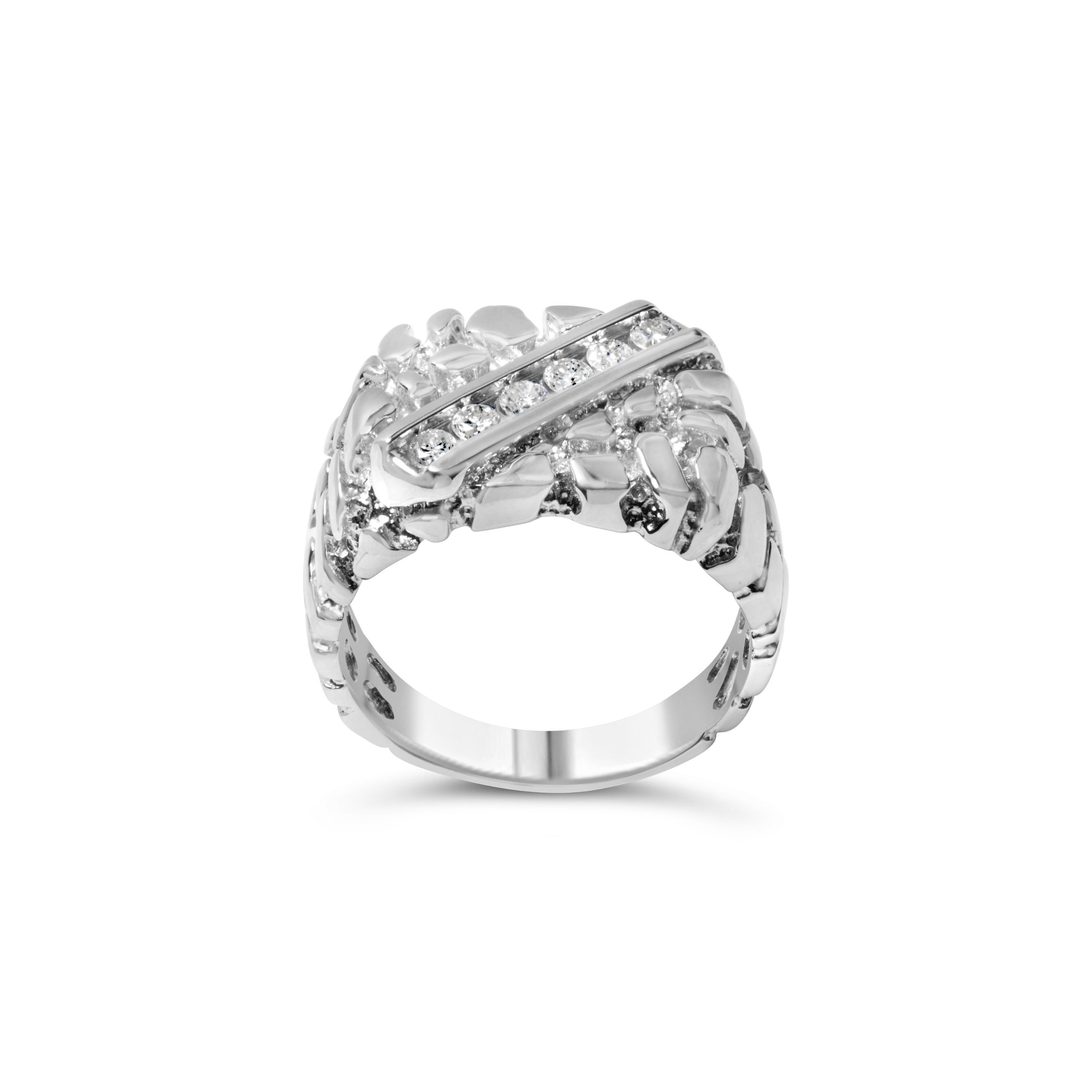 .925 Sterling Silver 1/3 Diamond 6 Stone